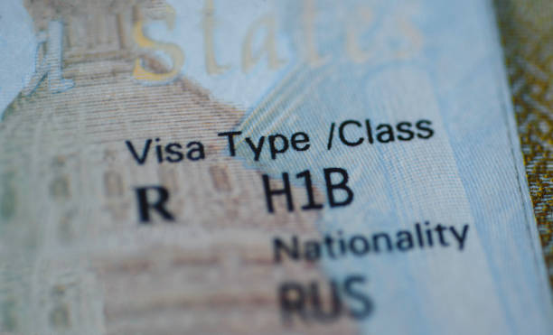 Close-up of a U.S. visa showing the visa type H1B